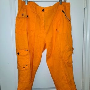 Orange Cargo Capri Pants
